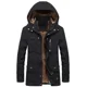 thumbnail image 4 of Abrigo militar de carga para hombre, chaqueta gruesa y cálida para hombre, parka de invierno, chaqueta acolchada de algodón informal, sudaderas con capucha de piel con múltiples bolsillos para hombre,, 4 of 5