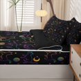 thumbnail image 5 of Homewish Neon Cat Animals Zipper Full Size Comforter Sets with Fitted Sheet and 2 Pillowcases,Moon Stars Zipper Bedding Set,Black Yellow,Black Reversible,4pcs, 5 of 8