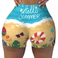 thumbnail image 2 of Logiee Hello Summer1 Print Women's Biker Shorts,Workout Gym Shorts,Scrunch Shorts,Tummy Control Hidden Scrunch Running Yoga Shorts-Medium, 2 of 8