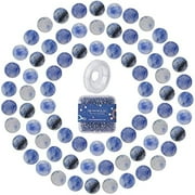 400pcs 4mm Blue Spot Jasper Loose Beads Making Kit Gemstones Spacer Round Beads Charms with Elastic Thread