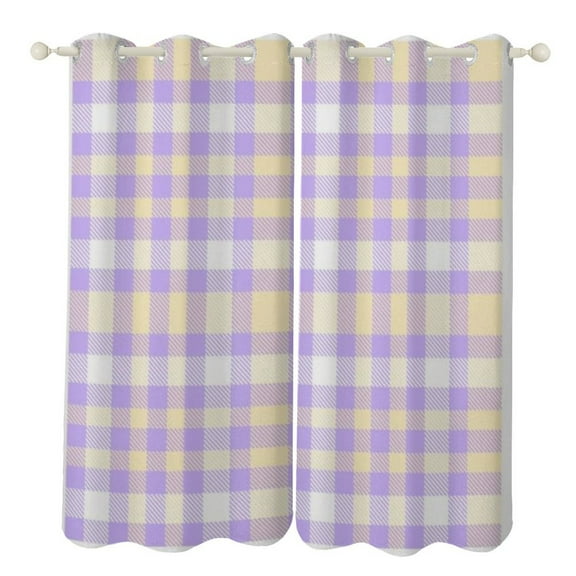 Purple Lavender Print Blackout Window Curtains for Bedroom Living Room Kicthen High Shading 2 Panels