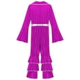 thumbnail image 6 of iiniim Retro 70s Disco Costume for Women 70s Outfits Shiny Movie Star Flare Jumpsuit Hippie Rompers Purple L, 6 of 7