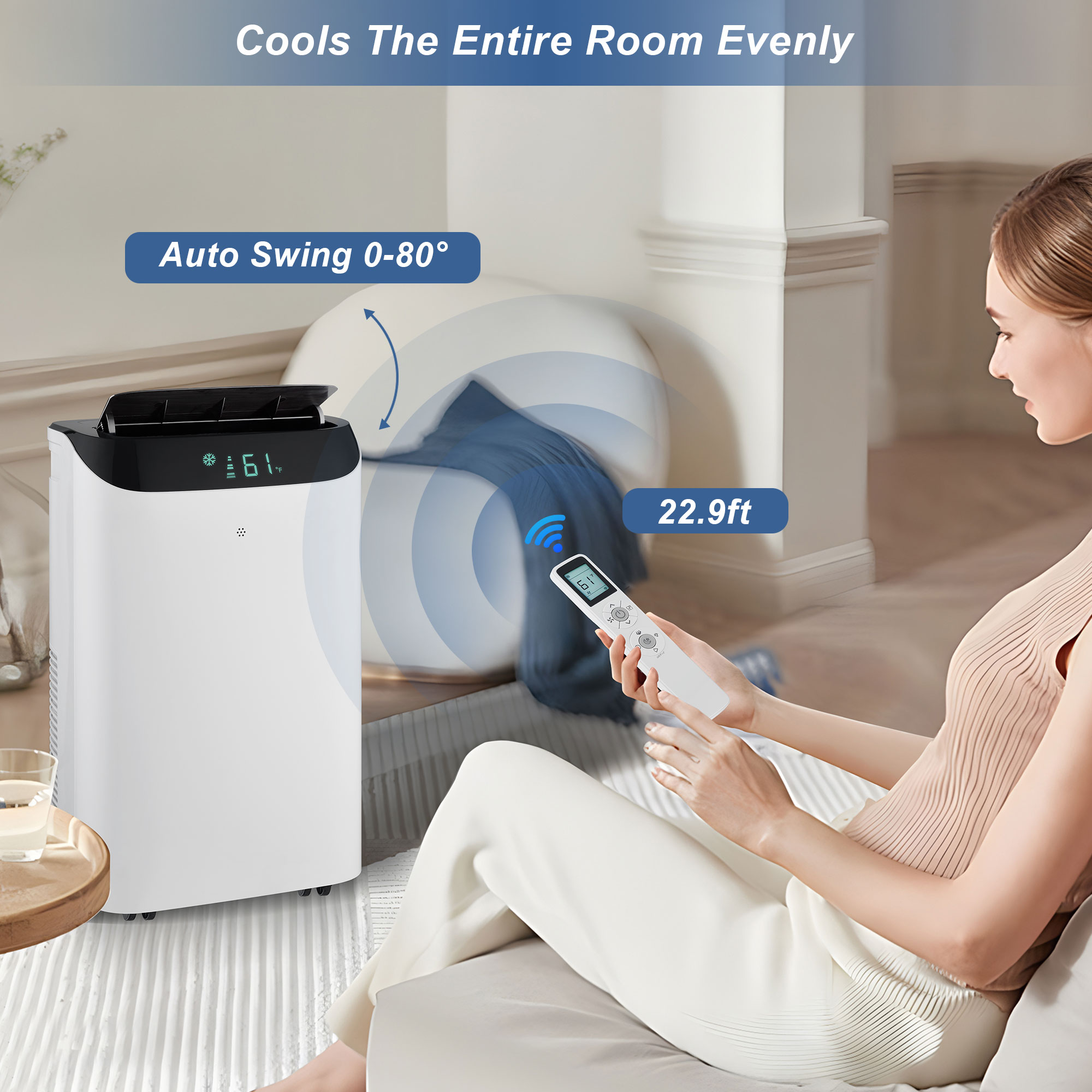 Agtana 10000 BTU (14000 BTU ASHRAE) Portable Air Conditioner Cools Room up to 700 sq.ft, 3-in-1 Portable AC Unit with Dehumidifier & Fan, Including Remote Control, DIY Window Kit