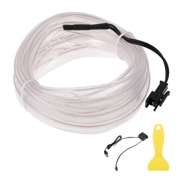 Cinta de luz LED EL de 4m Unique Bargains, cable de luz brillante para iluminación interior de coches, tira flexible de luz neón para decoración de coches USB (5v) blanca