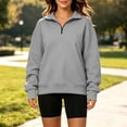 thumbnail image 3 of Asgosdo Women Oversized Sweatshirts Quarter Zip Long Sleeve Solid Color Casual Soft Pullover Fall Tops, 3 of 6