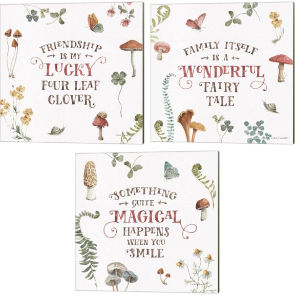 Great Art Now Storybook B by Lisa Audit 3 Piece Canvas Art Set Each 14"W x 14"H