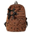 thumbnail image 4 of HJYCHN Bookbag for Girls Ruffled Quilted Bow Ribbon Backpack Back to School Supplies for Kids Boys Backpack Brown, 4 of 5