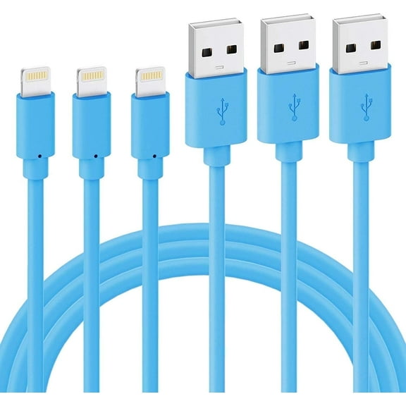 Quntis 3 Pack 6ft Charger Cord - Fast Charging & Durable Phone Cables Compatible with iPhone 15 14 13 12 Pro Max XR X - Blue