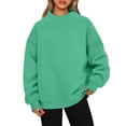 thumbnail image 3 of Mock Neck Sweatshirt Women 2026 Fall Fashion Oversized Turtleneck Pullover Fleece Long Sleeve Sweatshirts Tops,Green M, 3 of 7