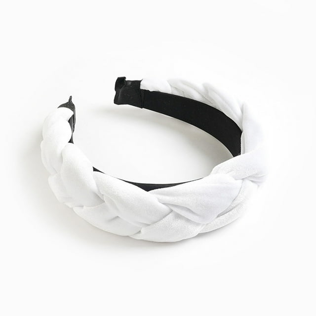 Minnieouse Diadema de terciopelo trenzado, diadema ancha de lujo para niñas, diadema sólida, banda para la cabeza para banquete de boda, accesorios de Accesorio para el cabello Blanco Minnieouse AP018447-02