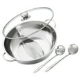 thumbnail image 4 of OULII 1 Set Hot Pot Pot In Silver With Divider Design Perfect For Family Gatherings And Friends Reunion, 4 of 7