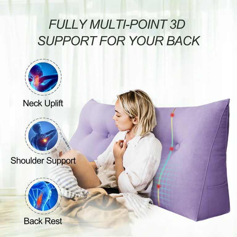Sofa Cushion Bed Wedge Pillow,Folding Memory Foam Incline Cushion for Back  and Waist Neck,Washable Triangle Shaped Reading Support