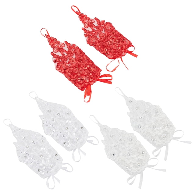 3 Pairs Fingerless Rhinestone Gloves 3 Styles Lace Mesh Gloves Women Elegant Short Gloves Fingerless Floral Gloves Vintage Gloves for Bridal Wedding Opera Tea Party Wedding Party