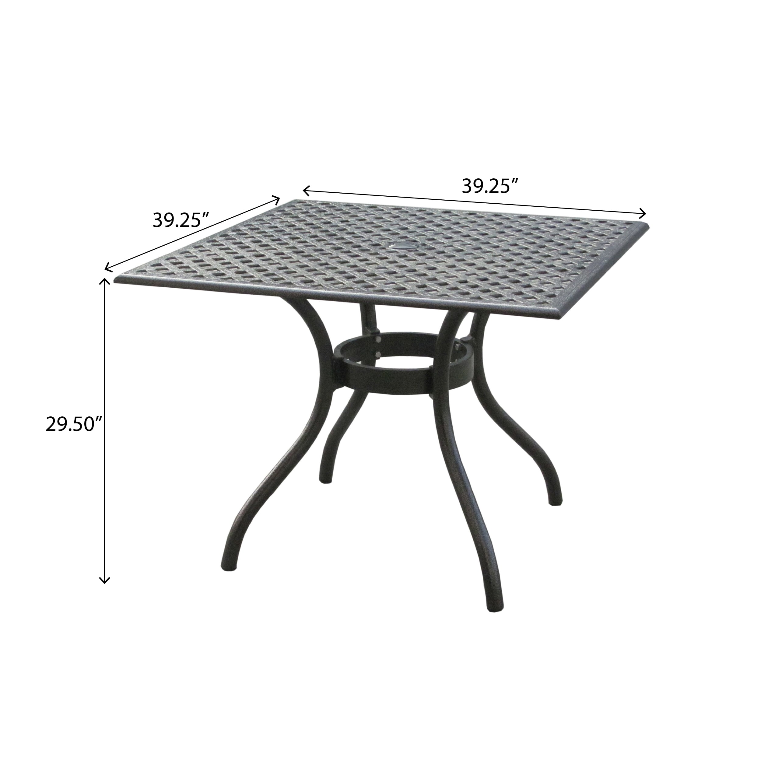 Outdoor Cast Aluminum Square Dining Table 39 Inch, Stable Leisure Desktop for Patio Garden, Black Sand