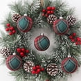 thumbnail image 4 of MERILER 9 Piece Plaid Christmas Ball Ornaments Set Fabric Wrapped Hanging Baubles Plastic Xmas Tree Decorations Holiday Home Party, 4 of 6