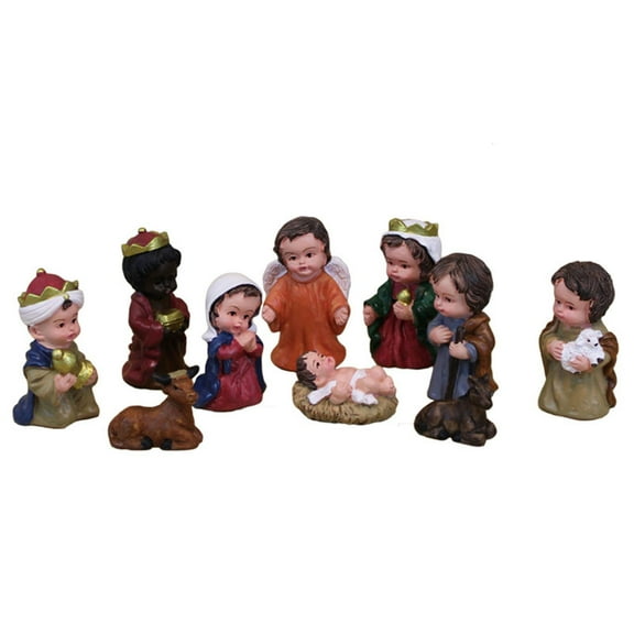 Rvaymup Christmas Manger Group Resin Craft Ornament Jesus Birth Nativity Scene Figurine Set for Home Church Catholic Decoration