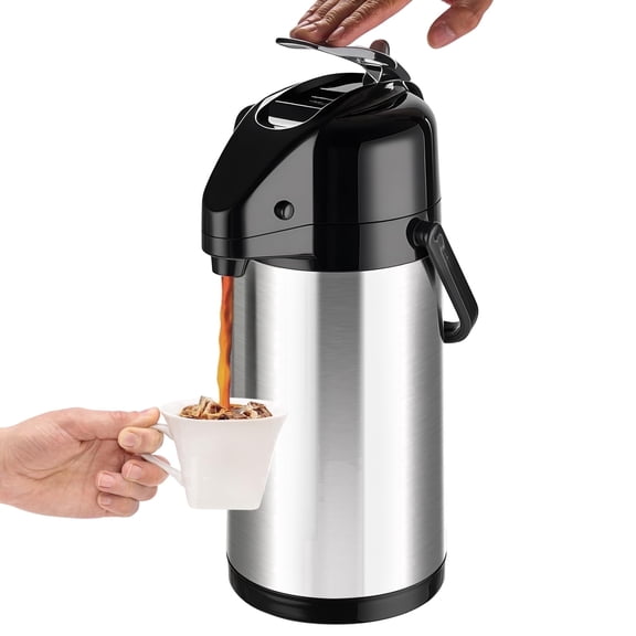 Baalaka 84oz (2.5L) Airpot Coffee Carafe with Pump, Stainless Steel Insulated Thermal Carafe Coffee Dispenser for Hot/ Cold Beverages