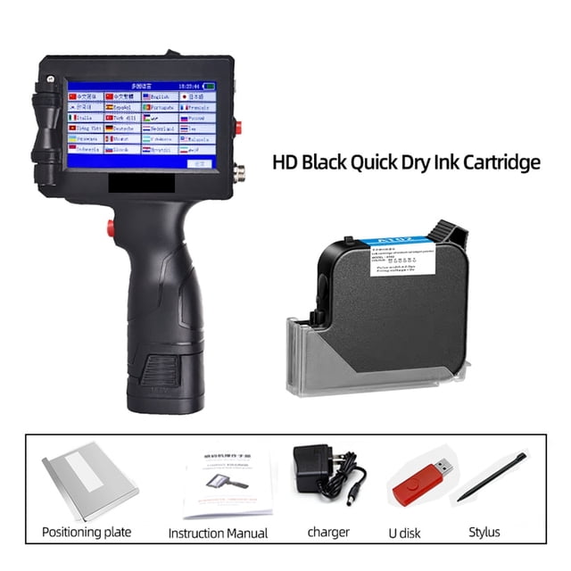 Printer Jet, 25.4mm Portable Handheld Inkjet Printer Production Date QR Coding Machine Plastic Metal Carton Printing Is Fast Dry Without Fading ,Fast Printing