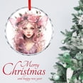 thumbnail image 3 of Glass Christmas Ornament Pink Floral Fairy Princess Girl Print Christmas Tree Glass Ornament Fairy Girl Hanging Craft Collectibles for Xmas Trees Home Party Gifts, 3 of 8
