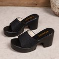 thumbnail image 5 of HAOTAGS Sandals for Women,Chunky-Heel Slide Wide-Width Open Round-Toe Summer Beach Footwear Black 6.5, 5 of 9