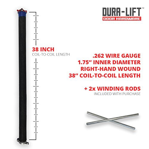 Right Wind 262 X 2" X All Lengths Garage Door Torsion Spring w/ Winding Bars 