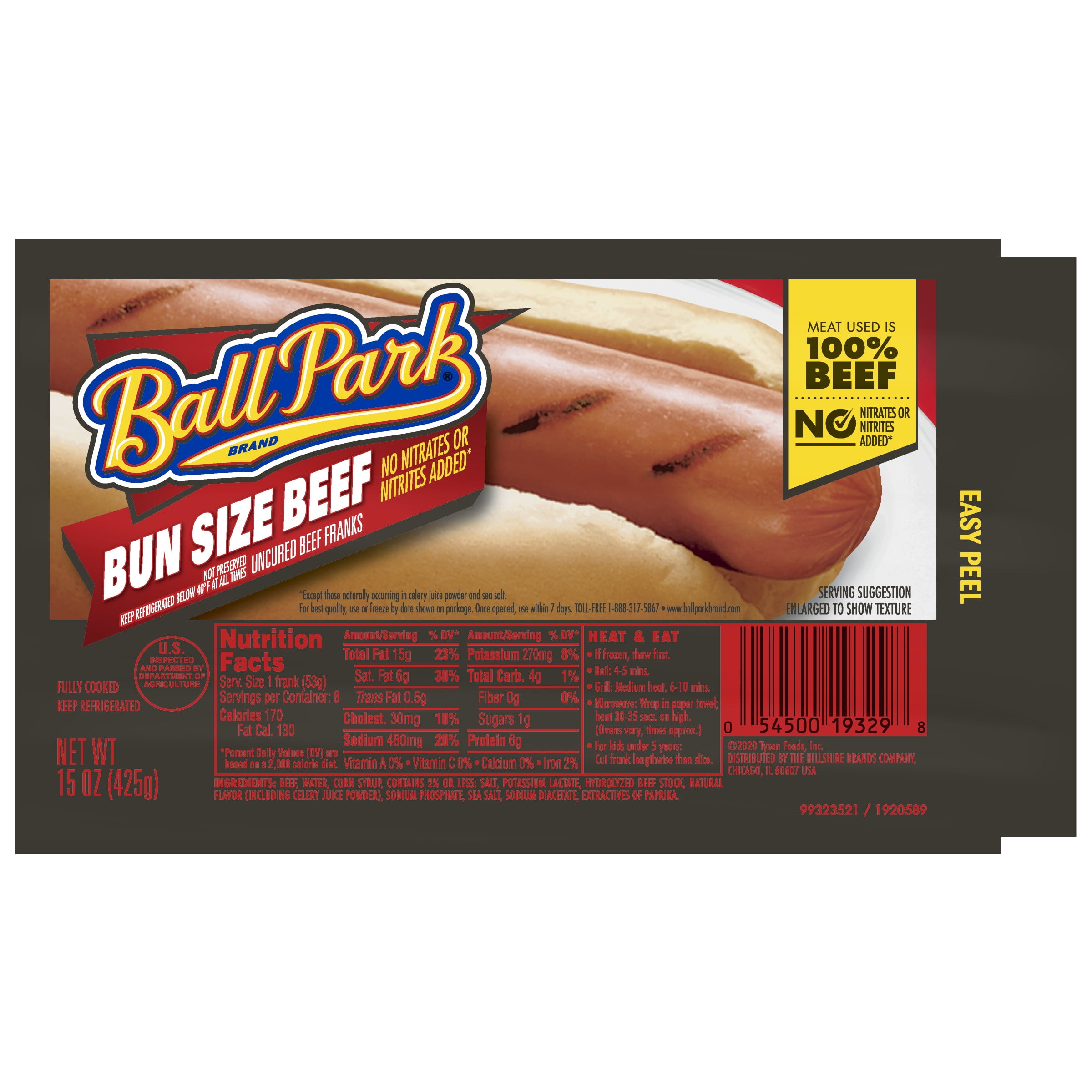 Ball Park® Bun Size Beef Hot Dogs, 8 Count