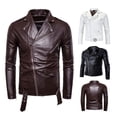 thumbnail image 4 of Txlixc Chaqueta de manga larga con solapa de color sólido para hombres con cremallera y hebilla Txlixc moda, 4 of 4