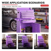5-Drawer Tool Chest on Wheels, 2 In 1 Rolling Tool Storage Cabinet, Tool Organizer for Garage, Workshop, Warehouse & Repair Shop, Purple