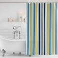 thumbnail image 2 of Polyester Fabric Blue Yellow Striped Shower Curtain, Colorful Ombre Abstract Stripes Waterproof Bathtub Curtain Bathroom Decor Set with Hooks 36 x 78 Inches, 2 of 6