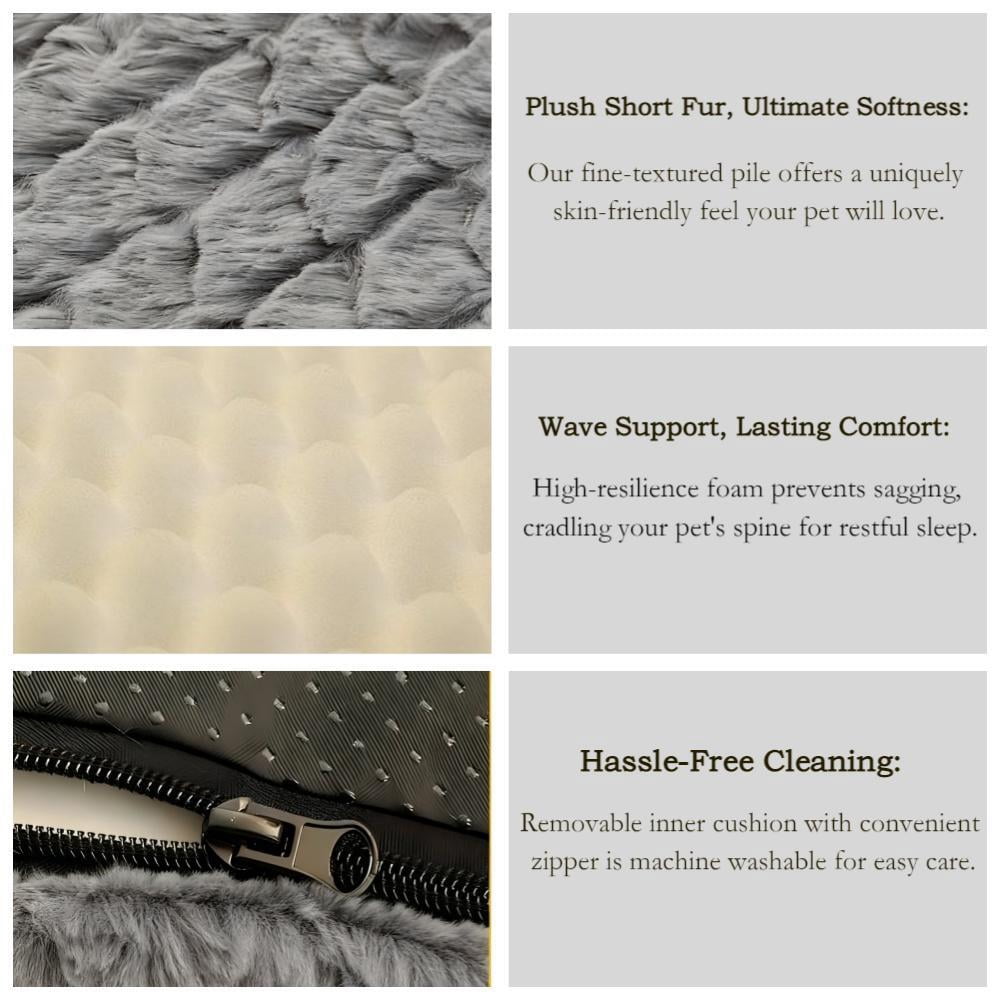 Washable Dog Bed with Egg Crate Foam, Plush Kennel Pad & Dog Crate Mat, Non-Slip Orthopedic Sleeping Mat for Large & Giant Dogs, Removable Cover, Gray, XL (41.3"x25.6"x2")