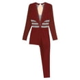 thumbnail image 6 of Linjinx Women Gymnastics Leotard Unitard Full Length One Piece Rhinestone Figure Ice Skating Jumpsuit Burgundy XL, 6 of 7