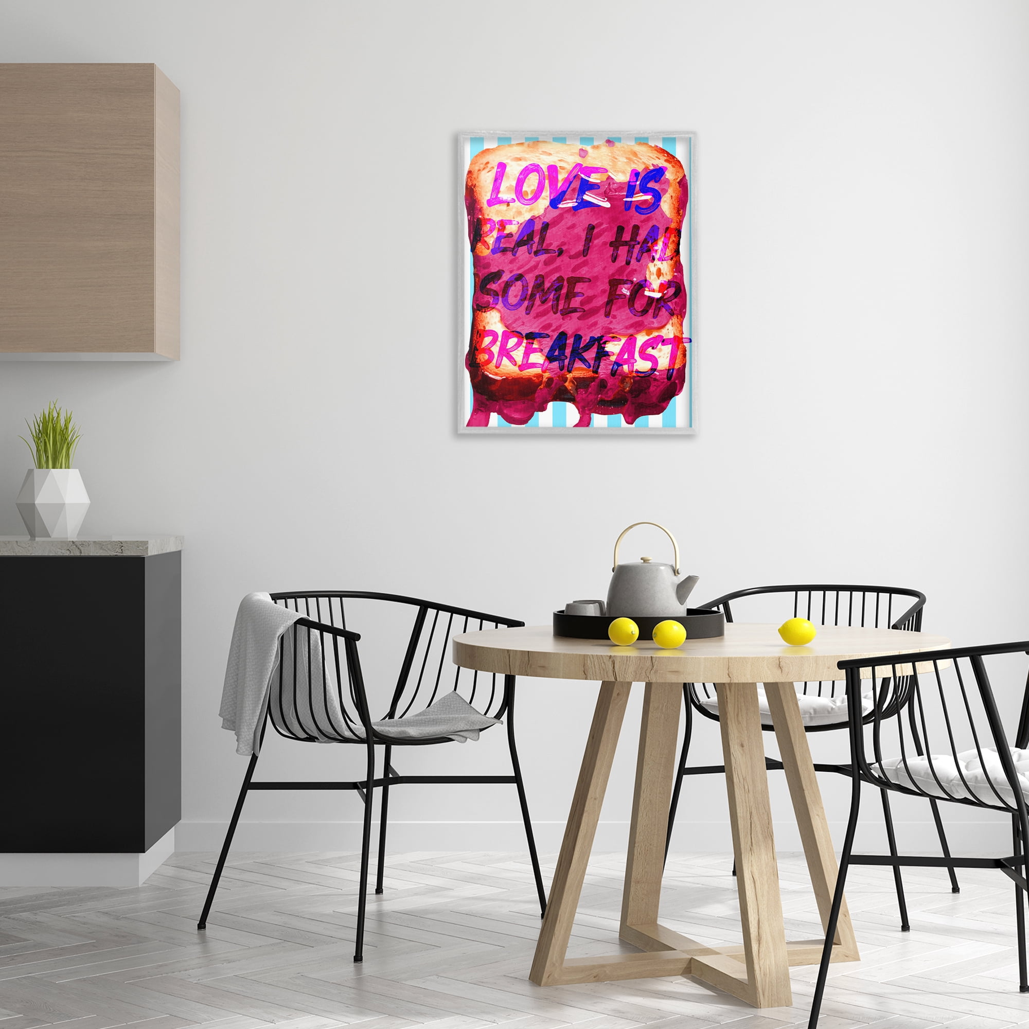 Stupell Industries Love Is Real Breakfast Food & Beverage Painting Gray Framed Art Print Wall Art, 24 x 30