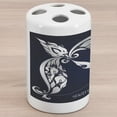 thumbnail image 1 of Zodiac Ceramic Toothbrush Holder, Astrology Sign Sagittarius with Flower Images Planetary Impacts on Nature Theme, Versatile Countertop for Bathroom, 4.5" X 2.7", Grey and Blue, by Ambesonne, 1 of 4
