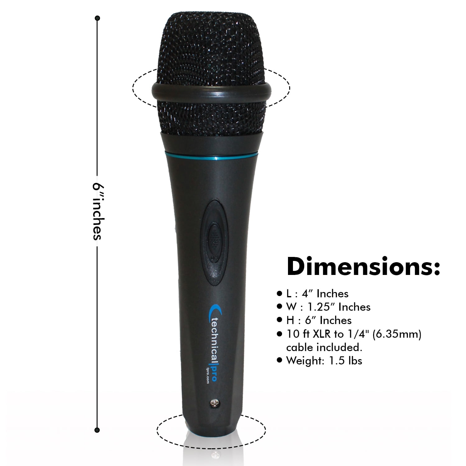 Set of 4 Professional Portable Microphone with Digital Processing, Steel Construction, Singing Machine,DJ Wired Microphone, 10 Ft Cable Wired Included, XLR to 1/4, for Karaoke, Wedding, Party, Church