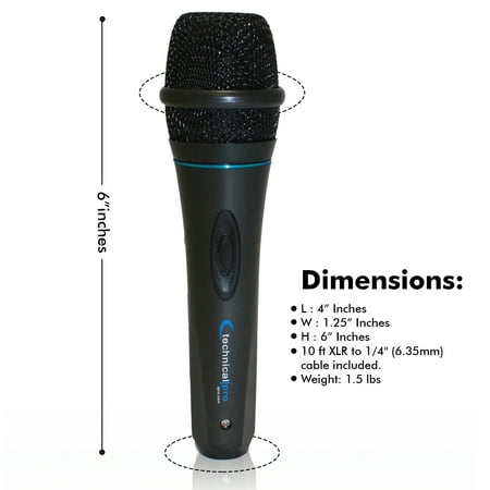 Pair of Professional Portable Microphone with Digital Processing, Steel Construction, Singing Machine,DJ Wired Microphone, 10 Ft Cable Wired Included, XLR to 1/4, for Karaoke, Wedding, Party, Church