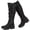 BlackPU 005, variant on LOVE STEETLY Women's Knee High Slouchy Chunky Heel Boots, Side Zipper Round Toe Faux Leather Casual Comfort Versatile Boot