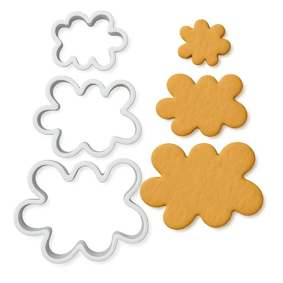 Paint Splatter Cookie Cutter Trio - 3-Pack Set in Bold Sizes (2.5", 3.5", 4.5") - Random Colors