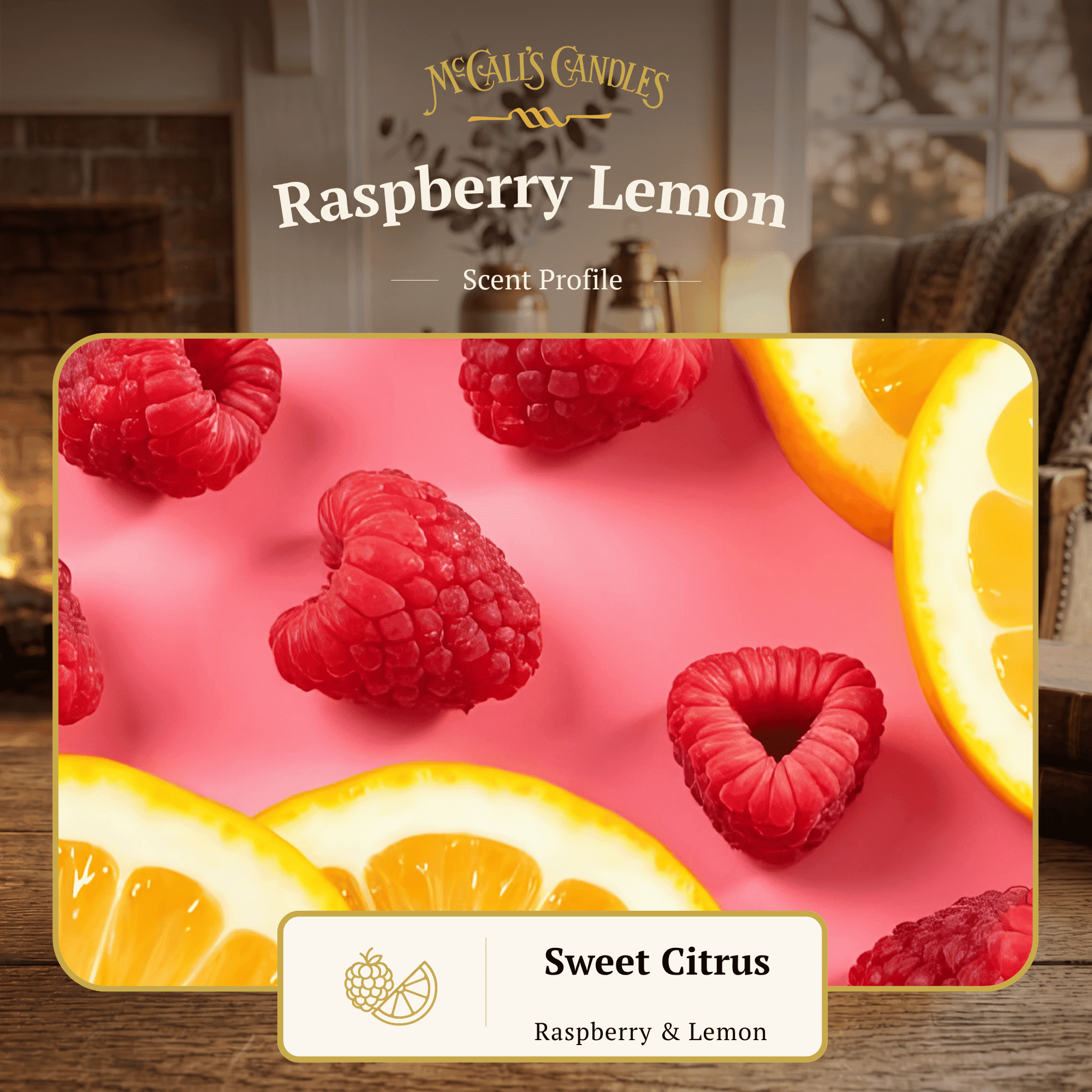 McCall’s Candles | Raspberry Lemon | 18 oz Scented Candle | Indulgence Collection | Double-Wick | Grooved Jar | Poured in USA | Bright Fresh Berry Citrus Fragrance