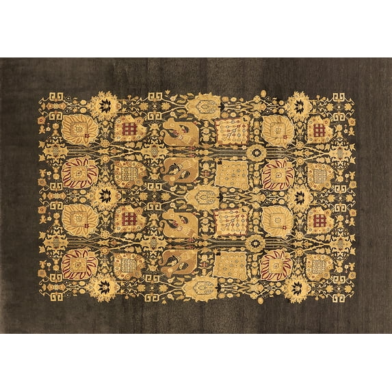 Ahgly Company Indoor Rectangle Oriental Brown Industrial Area Rugs, 8' x 10'