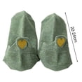 thumbnail image 2 of harmtty Crew Socks Solid Color Crew Socks 1 Pair Women Socks Heart Embroidery Low-cut No Odor Solid Color High Elasticity Anti-slip Sweat-absorption Green, 2 of 8