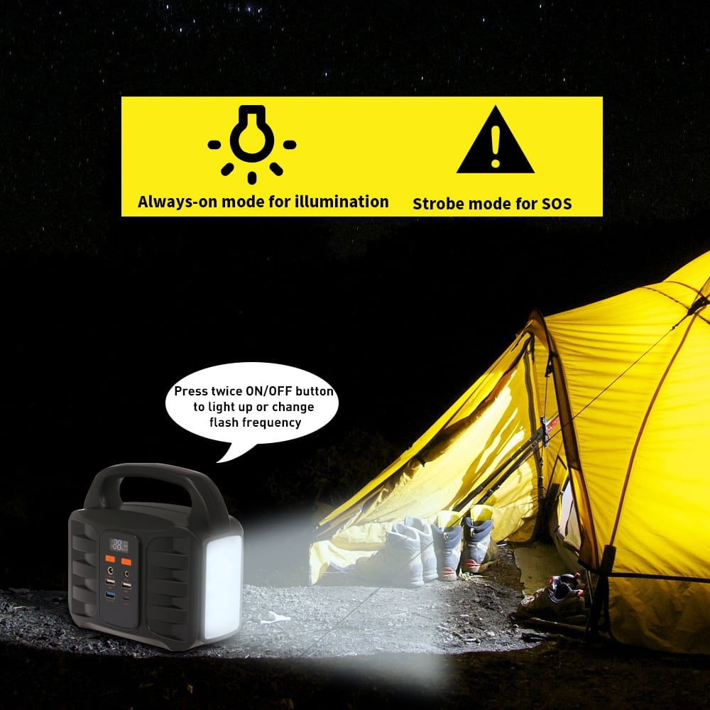 Portable Generator Power Supply Station 155Wh Emergency Backup Lithium Battery, Quiet Gas-free Power Inverter, Charged by Solar Panel/Wall Outlet/Car With USB, 110V-220V AC Output, DC Output