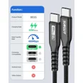 thumbnail image 2 of Sunguy Usb C To C Cable 1Ft, [2-Pack] 60W Pd 2.0 Type C Black, 2 of 6