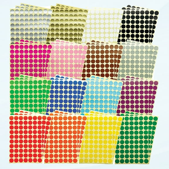 3360 PCS Color Coding Round Dot Sticker Labels 3/4" (19mm), 16 Assorted Colors, Removable Waterproof Adhesive Color Planner Stickers for Library Boxes Tag Tracker Journal Yard Sale Art