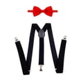 thumbnail image 1 of TISHITA Bretelles pour Hommes avec Nœud Papillon Forme en Y Bretelles Réglables pour Cosplay Travail Halloween Noir Rouge, 1 of 8