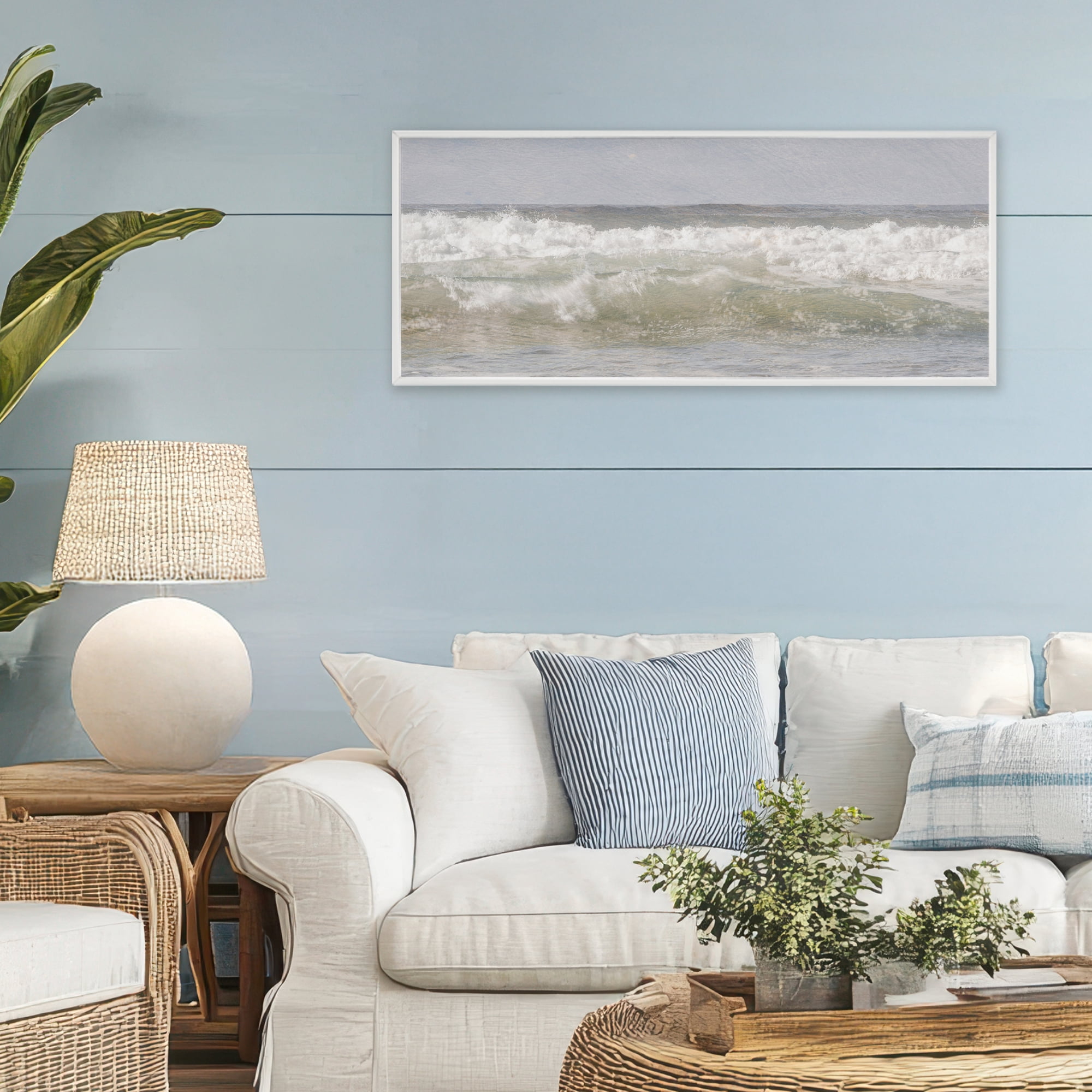 Stupell Industries Panoramic Breaking Waves White Framed Giclee Art, design by Melissa McClain