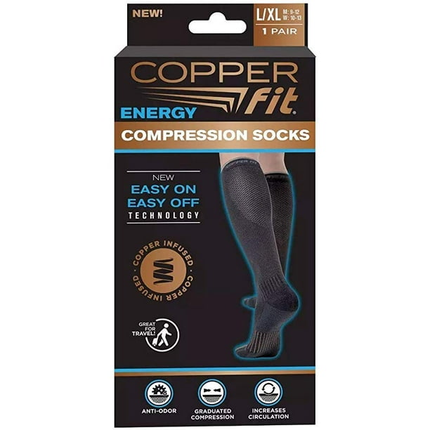 Copper Fit Unisex Compression Socks 2 Pairs Men's 912 Women's 10