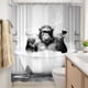 thumbnail image 4 of Newsely Divertida cortina de ducha de mono, 59.8 x 71.7 in, chimpancé en bañera, negro, blanco, animal, vida silvestre, niños, hombres, cortina de ducha, juego de baño, moderno, fresco, impermeable, a, 4 of 5
