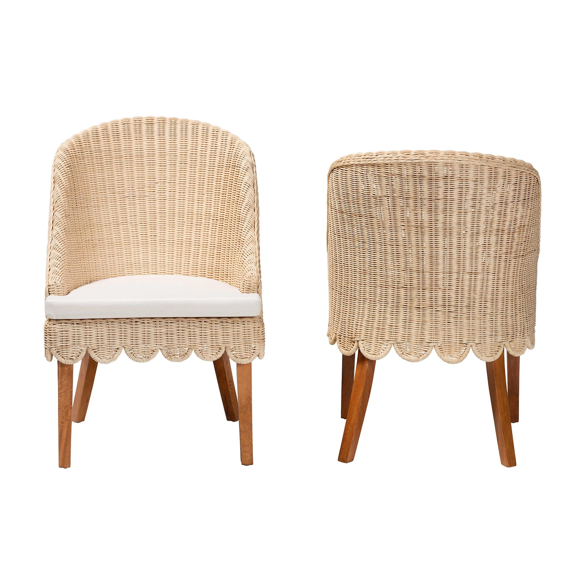 bali & pari Mabel Rustic Dining Chair, 2-Piece, Natural Rattan