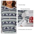 thumbnail image 4 of Camisa con estampado navideño, bloque de color, manga larga, informal, holgada, con cuello redondo, blusa estampada para mujer, verde claro S, 4 of 5