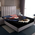 thumbnail image 3 of Erosebridal Eagle Fitted Sheet Set Twin, USA Flag Print Bedding Twin Size, American Flag Decor, 2pcs,（No Top Sheet）, 3 of 5